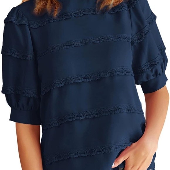 Grace Karin Tops - Grace Karin puff sleeve business casual shorts sleeve blouse size medium NWT